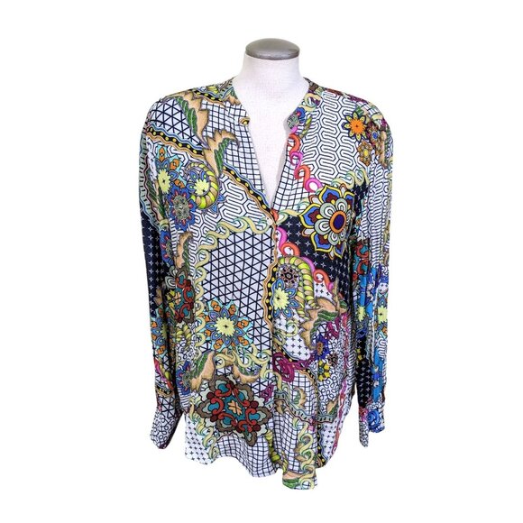 Desigual Sweater Womens Boho Colorful Long Sleeve Xlarge XL Thin Knit Artsy - Picture 2 of 10